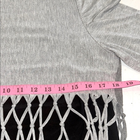 IC by Connie K Gray and Black Fringe Women's Bamboo 3/4 sleeve Top. Sz. Large - Picture 5 of 7